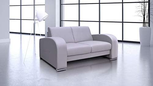 Quattro Meble Hellgraues Echtleder 2 er Sofa Oslo Extra Breite 150cm Ledersofa Echt Leder Couch große Farbauswahl !!!