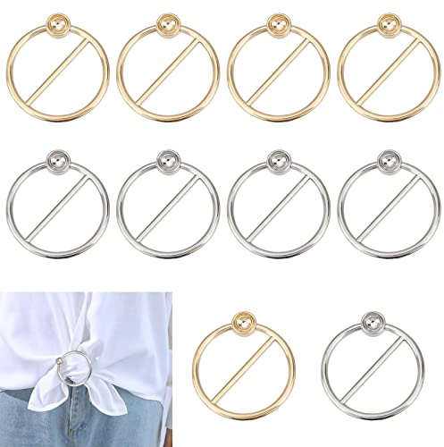 NBEADS 10 PC Art- Und Weiselegierungs-Schal-Ring-Wölbungen, Metall T-Shirt Bund Halstuch Clip Ringe Seide Dünner Schal Bluse Verschlüsse Für Halstuch T-Shirt Schals Kleidung Verschönern