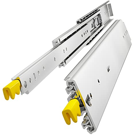 VADANIA Correderas para cajón de grado industrial de servicio pesado de 500 mm con cerradura #VD2576, ensanchamiento de 76 mm, capacidad de carga de hasta 220 kg, montaje lateral, 1 par