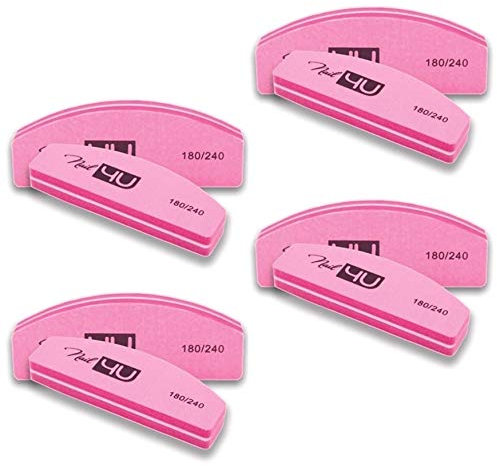 8Pcs Nail Buffers Half Moon Shape Double Sided 180/240 grit Sanding Blocks Sponge Nail Buffer Tools for Natural Nails Artificial Nails Acrylic Gel Tips