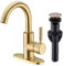 Brushed Gold Basin Mixer Taps Swivel Spout Bathroom Sink tap with Overflow Pop-up Drain,Deck Plated and Hose for 1 or 3 Hole Basin Sink