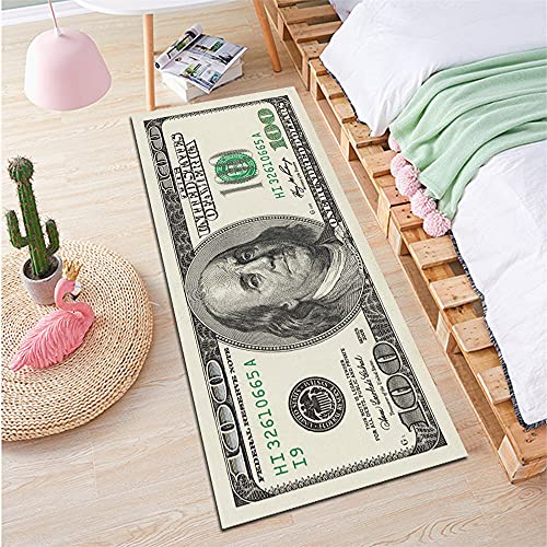 Sticker Superb USA Dollar 3D Teppich für Wohnzimmer Bereich Teppich Boden Matte Nacht Flur Fußmatte Kinder Schlafzimmer Teppich Dekoration Hause, Area Rug Hallway Floor Mat (Mehrfarbig 6, 50_x_120cm)