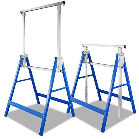 Lospitch Lot de 2 tréteaux à d’échafaudage, pliables, en métal, réglables en hauteur sur 7 positions de 81 à 130 cm, 400 kg, pour travail