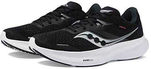 Saucony Damen Ride 16 Sneaker, Schwarz/Weiß, 38.5 EU