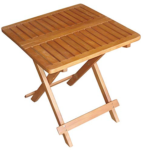 etc-shop Außen Bistro Tisch Holz Akazie geölt braun Garten Balkon Terrassen Möbel eckig klappbar