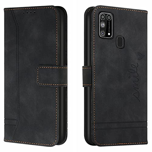 Lihondar Kompatibel mit Samsung Galaxy M31/M21S Hülle, Handyhülle Samsung M31, M21S Leder Klappbar Schutzhülle Tasche Wallet Brieftasche Cover Flip Case für Samsung M31/M21S Klapphülle (Schwarz)