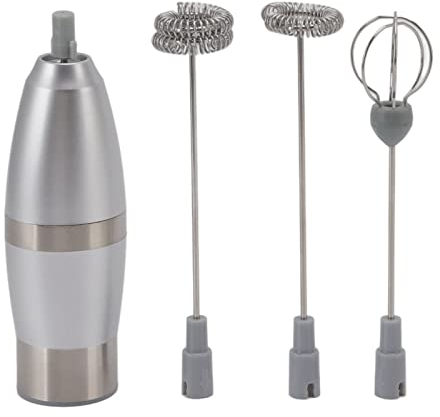 Mothinessto Frother de Leche Eléctrico, Batidor de Huevos, Fabricante de Espuma, Acero Inoxidable, Batería, Portátil, Fácil de Limpiar, para Capuccinos, Lattes, Chocolate Caliente, Batidos, Cócteles
