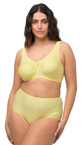 Ulla Popken Damen große Größen Übergrößen Plus Size Entlastungs-BH, Strassanhänger, ohne Bügel vanillegelb 130D 658495600-130D