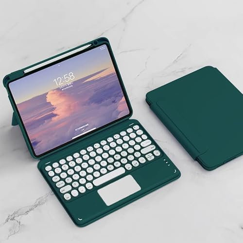 QYiiD Funda de teclado para iPad Air 3.Gen 2019 / iPad Pro 10.5 2017, mágica funda transparente extraíble con teclado bluetooth extraíble y panel táctil para Air 3, Pro 10.5, verde oscuro
