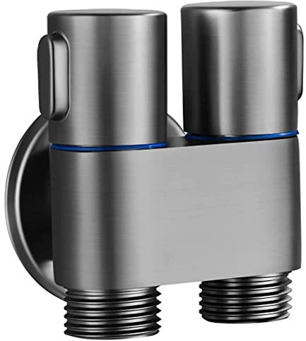 G1/2 1 Due Fuori Doppio Controllo Lavatrice Rubinetto WC Valvola Triangolo per Bagno Toilette Separatore Tre Vie Fori Adatta Molti Accessori Del Rubinetto-Grigio