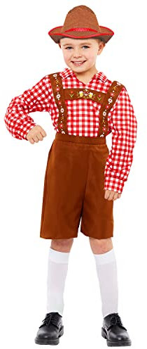 amscan 9917579 9917576 - Costume da bambino bavarese in rosso, per Oktoberfest