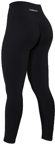 AUROLA Power-Workout-Leggings für Damen, Bauchkontrolle, Kniebeugenfest, gerippt, dick, nahtlos, Scrunch, Schwarz, M