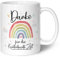 Bedruckte Tasse mit Spruch - Danke für die Kunterbunte Zeit - Geschenk für Erzieher Lehrer zum Kindergarten Abschied - Geschenk als Dankeschön - Farbe Regenbogen - Weiß