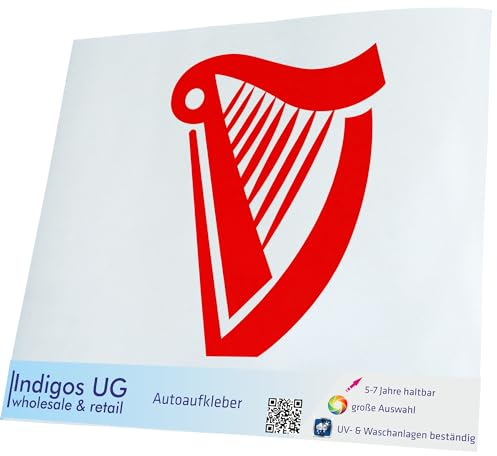 INDIGOS UG Aufkleber - Autoaufkleber - JDM - Die Cut - Auto - 200x167 mm - Harfe - rot - Heckscheibe - Heckscheibenaufkleber - Sticker - Tuning