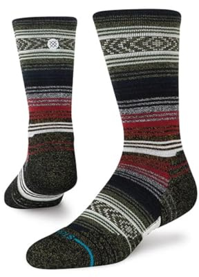 Stance Mid Wool Crew - Calcetines unisex - Diseño de puntera sin costuras - Amortiguación media - Talón y puntera reforzados, negro rojo, MD (US Men's Shoe 6-8.5, Women's Shoe 8-10.5)