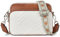 BOSTANTEN Umhängetasche Damen, Klein Handtasche Damen Umhängetasche Crossbody Bag mit Breitem Gurt Handytasche Zum Umhängen Frauen,Beige mit Braun