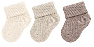 Sterntaler Erstlingssocken 3er Pack uni - Baby Socken mit Innenfrottee und Umschlag - hautsympathische Neugeborenen Socken mit hohem Baumwollanteil - Unisex Strümpfe einfarbig, natur melange, Größe 0