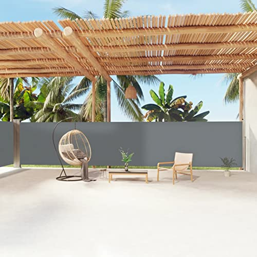 ARKEM Seitenmarkise Ausziehbar Anthrazit 160x1200 cm Vertikalmarkise, Sonnenschutz, Windschutz, Seitenrollo für Garten, Terrasse und Garten