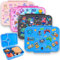 Fringoo - Bento Box - Lonchera a prueba de fugas, capacidad de 800 ml, 5 compartimentos, divisor ajustable, sin BPA, diseño de caras de juego azules