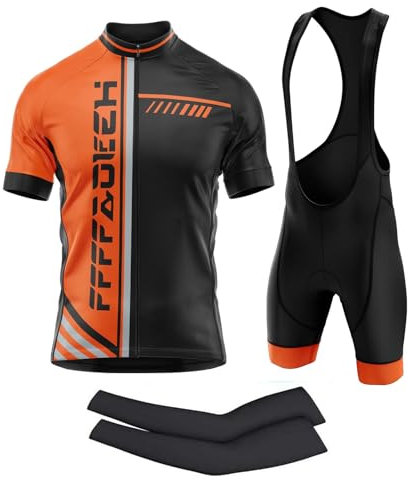 Herren Fahrradtrikot, 2024 kurzärmliges Set mit 9D-Gel-gepolsterten Shorts, Fahrradbekleidung Set für Mountainbikes für MTB Rennrad Fahrrad Jersey (PA4,L)