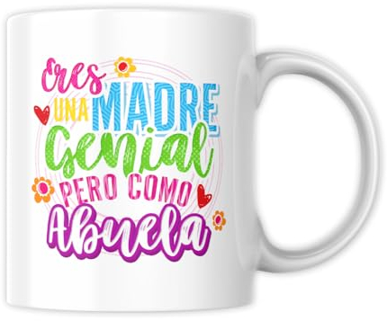 Taza de desayuno Original - Taza de regalo para abuelas - Tazas Cafe para abuelas, Apta para microondas y lavavajillas, 350ml de ceramica, Día de la madre, Día de los abuelos