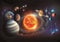 Cornelissen 3 D Ansichtskarte Sonnensystem, Planeten, Weltall, Weltraum, Postkarte Wackelkarte Hologrammkarte Bild