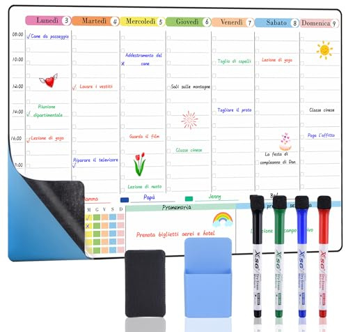 POPRUN Wochenplaner Dry Erase Calendar selbstklebender Stick auf jeder glatten Oberfläche-Italien