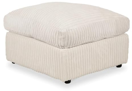 jumbo cord fabric essential footstool large size (Cream)
