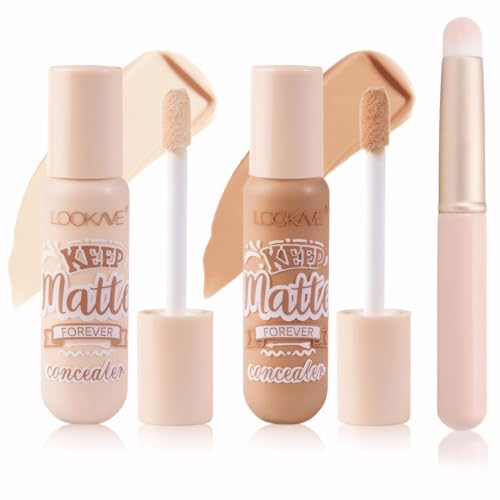 JORUN 2PCS Liquid Concealer Full Coverage Colour Corrector Dark Circles - Long Lasting Waterproof 2 Colour Perfection Concealer,Lightweight Hydrating - Cruelty Free