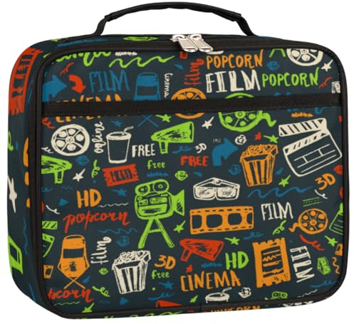 GeMeFv Lonchera aislada pintada a mano con patrón vintage, lonchera térmica para viajes, pícnic, trabajo