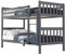 Bunk Bed, Double Bunk Bed for Kids, 3ft Single Bed Frame, Solid Wooden Bed, 2 x 3ft Bunk Beds Frame for Adult, Adjustable Ladder, 35cm High Safety Guardrails, Dark Grey