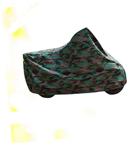TINEASUR Grüne Camouflage Universal-Motorradabdeckung wasserdicht für den Außenbereich Fahrradschutz für Roller Größe XL winddichter Verschluss Loch für Diebstahlsicherung