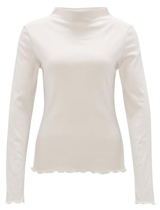 OPUS Damen Langarmshirt | Rippshirt SONINCHEN Slim aus weichem Jersey Ivory, 38