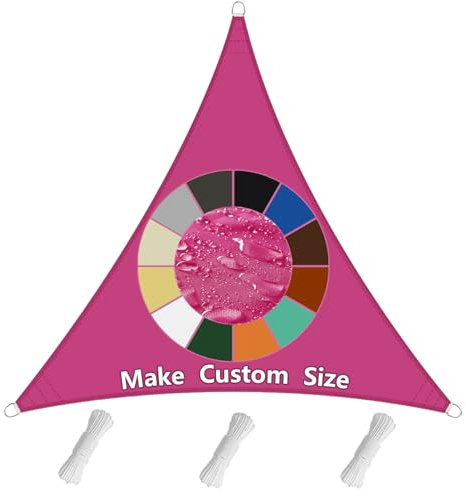 Sonnensegel Dreieckig 3x3x3M Wasserdicht im Viele Größe und Farben, mit Befestigungs Kit PES Polyester, Sonnenschutz 95% UV Schutz, Reißfest Wetterfest für Terrasse Garten- Rosa