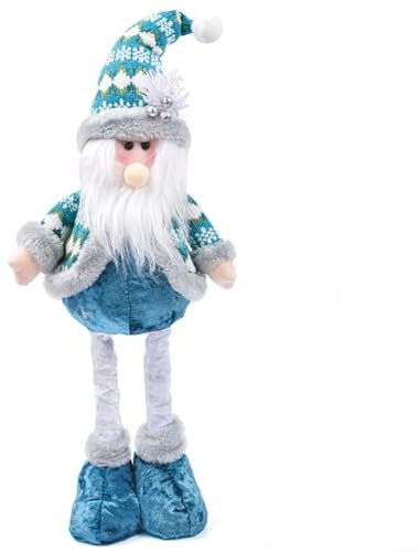 BlissfulAbode Dekopuppe mit Weihnachtsmann, Schneemann, Rentier, 50 x 20 cm, Blau