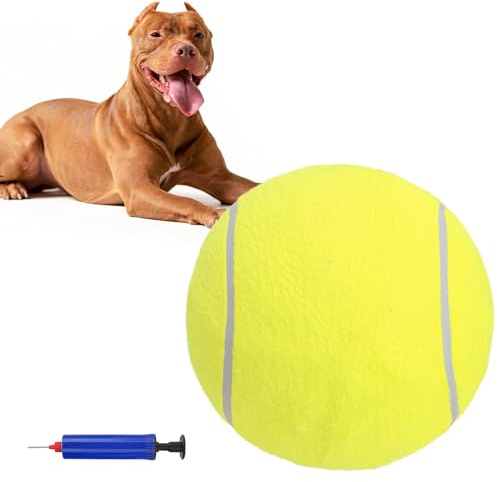 SCENEREAL Großer Tennisball für Hunde, 24,1 cm, aufblasbarer Hundespielzeug, Bälle für große, mittelgroße und kleine Hunde, Welpen, lustiger interaktiver Sportball für Indoor-Outdoor-Training, Spielen