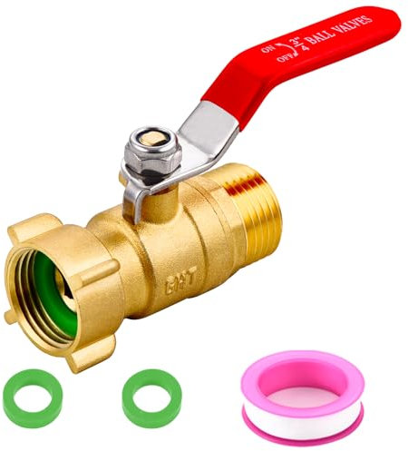 Ceaeso Brass Garden Hose Shut Off Valve Full Flow, No Restricted-Flow Water Shut-Off Connector, 3/4 GHT x 3/4 GHT Garden Hose Full Port Ball Valve Adapter