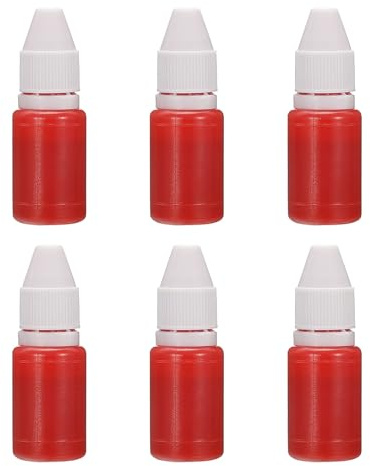 PATIKIL 9,4 ml påfyllningsbläck för frimärken och bläckkuddar, 6 st 10 ml stämpeldyna bläckpåfyllning för kontorsstämpel självbläckande stämpel datumstämpel scrapbooking, röd