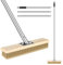 110CM Stainless Steel Wire Broom with Long Handle, Stiff Metal Bristle Broom Heavy Duty Deck Scrub Brush for Cleaning Moss Tough Stains on Roof Patio Floor Garden Garage Concrete, 30cm