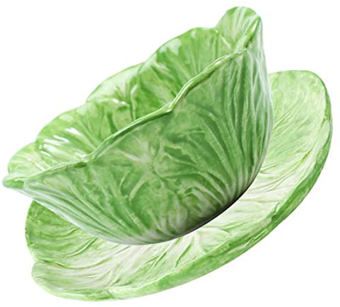 Warmhm 1 Ensemble Bols Et Assiettes Pour Enfants Feuilles Assiette De Chou Enfant En Âge Bol De Chou Décoratif Assiettes Et Bols à Choux Mignon Bol Bols De Bébé Céramique Vert