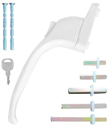 Universal Inline Window Handle, Lockable Ambidextrous Window Locks, Durable Replacement Window Handle, Multi-Spindle Window Handles with White Button for uPVC Windows, Easy Installation