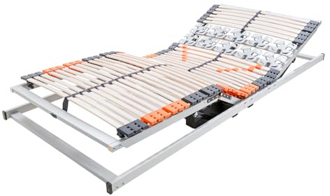 RYZR Recharge E-Motion Elektrischer Lattenrost 140x200 cm, 7 Zonen mit DualDrive-Motor & Memory-Funktion, Stufenlos Verstellbar für Kopf & Füße, Anti-Noise-Frame, Härte-Regulierung, mit Fernbedienung