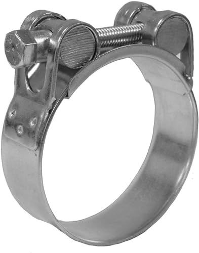 Jubilee® Superclamp Mild Steel Zinc Plated Heavy Duty Hose Clamp, DIN3017 W1, 52-55mm Adjustment, 1 Pack, Part No JSC055MS, Single Bolt 360° Seal Bridge, GBS Barrel Exhaust Pipe Clamp for Su