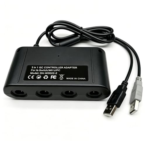 Hiacinto Gamecube Controller Adapter Switch: 4-Port USB-Adapter | für Switch, PC & Wii U, Plug & Play Gamecube Controller Adapter, Mehrspieler Konverter