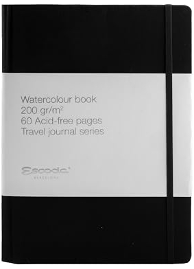 ESCODA Bloc Papel Acuarela A5 - Cuaderno Libreta Vertical 14x21cm Papel 200 gr 60 Páginas Serie L 200-20 Grano Fino Sketchbook.
