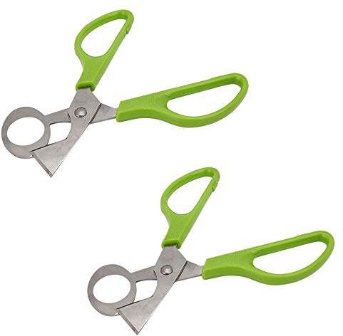 SENZEAL 2X Quail Egg Scissors Pigeon Quail Egg Shell Cutter Stainless Steel Egg Shell Opener Green