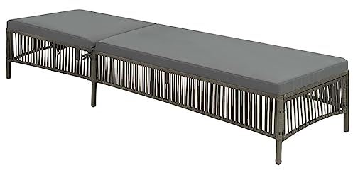 vidaXL Gartenliege Poly Rattan Grau Sonnenliege Liegestuhl Relaxliege Liege