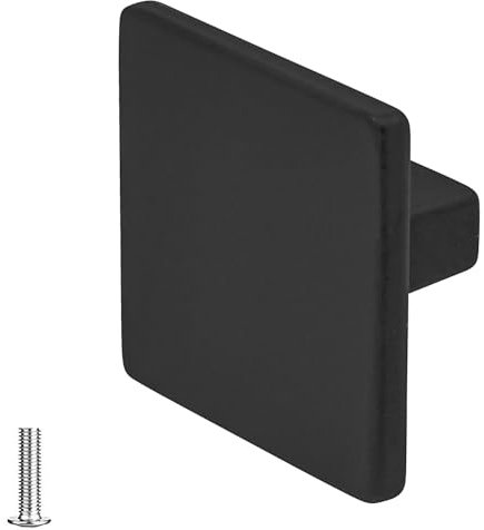 Decoranddecor Calla Square Cabinet Knob Door Pull Handle Kitchen Cupboard Furniture Drawer (1 Pack, Matt Black)