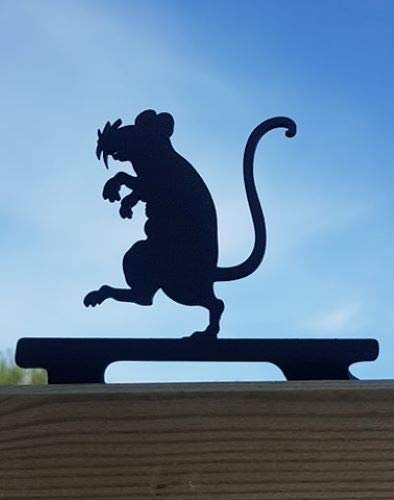JR Hangers And Crafts Metal Rat Fence Post Topper, Garden Ornament, Garden Decor, Metal Art