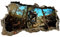 3D Wandtattoo Mauerloch Wandsticker Wandaufkleber Durchbruch Städte Landschaft Abenteuer selbstklebend H 60 x B 100 Schlafzimmer Wohnzimmer (WL51 Biker)
